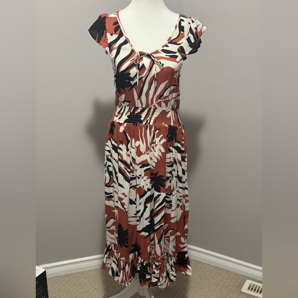 Roxy Time to Kill Short Sleeve Midi Dress New